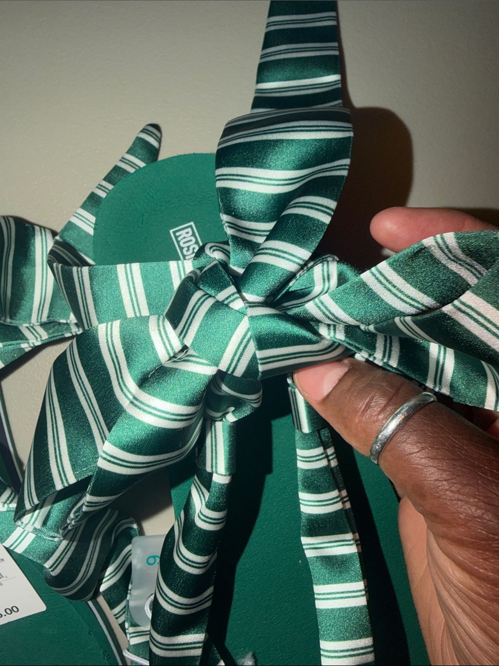Rosie Assoulin Green Striped Wrap Sandals-Size 9 - Picture 5 of 7